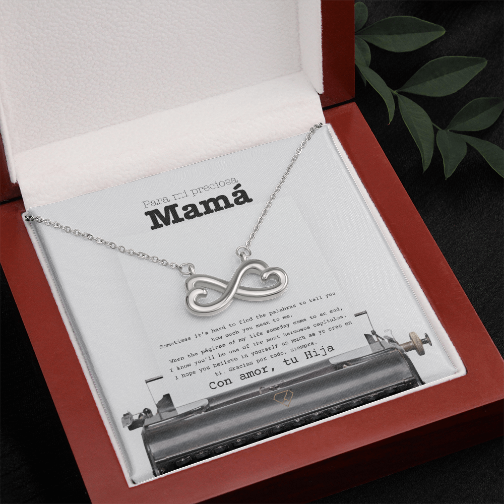 Endless Love Necklace for Mom – Spanglish “Para mi preciosa Mamá” Message Card | Meaningful Latina Mother's Gift From Daughter | Mother's Day, Birthday & Christmas Jewelry