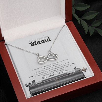 Endless Love Necklace for Mom – Spanglish “Para mi preciosa Mamá” Message Card | Meaningful Latina Mother's Gift From Daughter | Mother's Day, Birthday & Christmas Jewelry