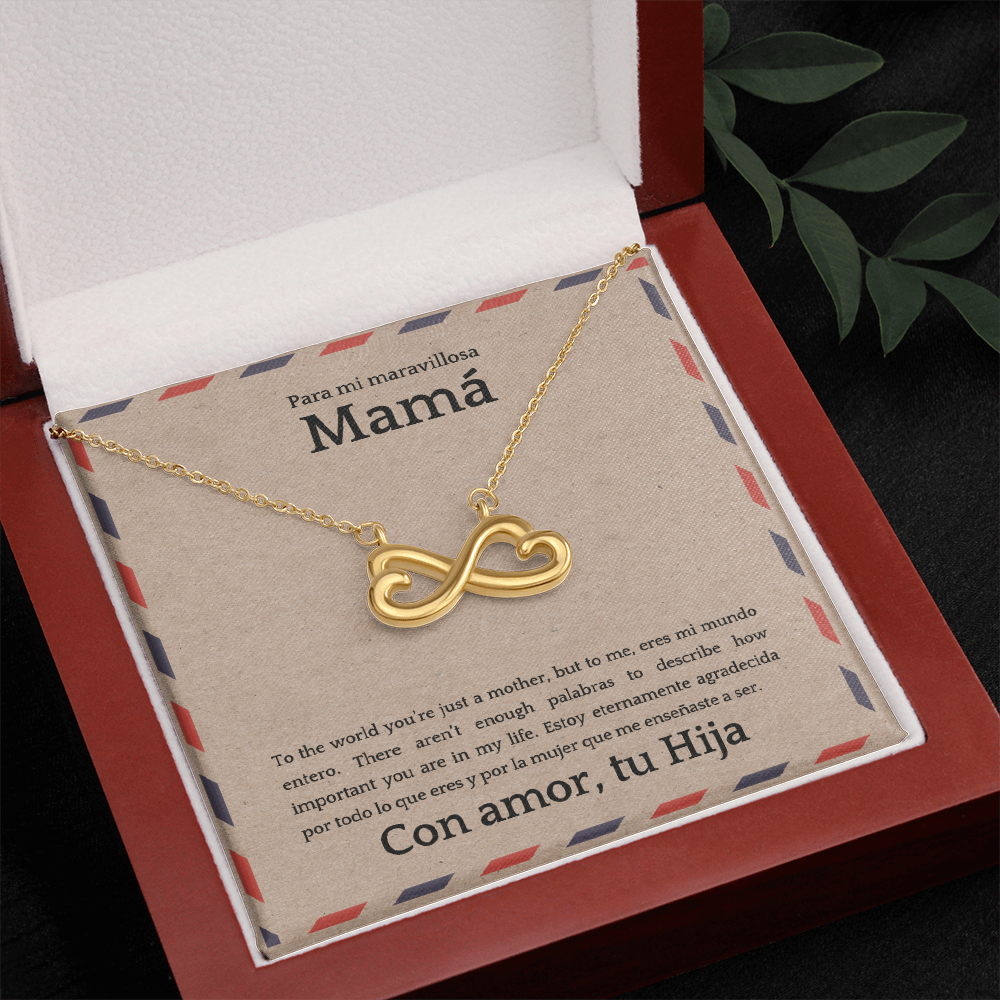 Endless Love Necklace for Mom – Spanglish “Para mi maravillosa Mamá” Message Card | Latina Mother's Gift From Daughter | Mother's Day, Birthday & Christmas Jewelry