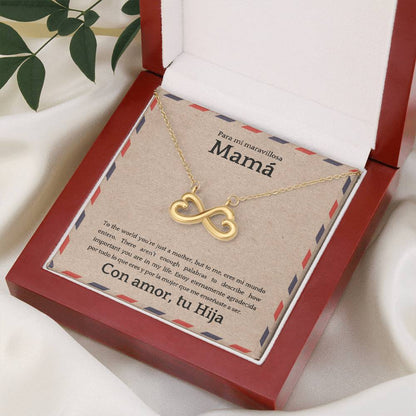 Endless Love Necklace for Mom – Spanglish “Para mi maravillosa Mamá” Message Card | Latina Mother's Gift From Daughter | Mother's Day, Birthday & Christmas Jewelry