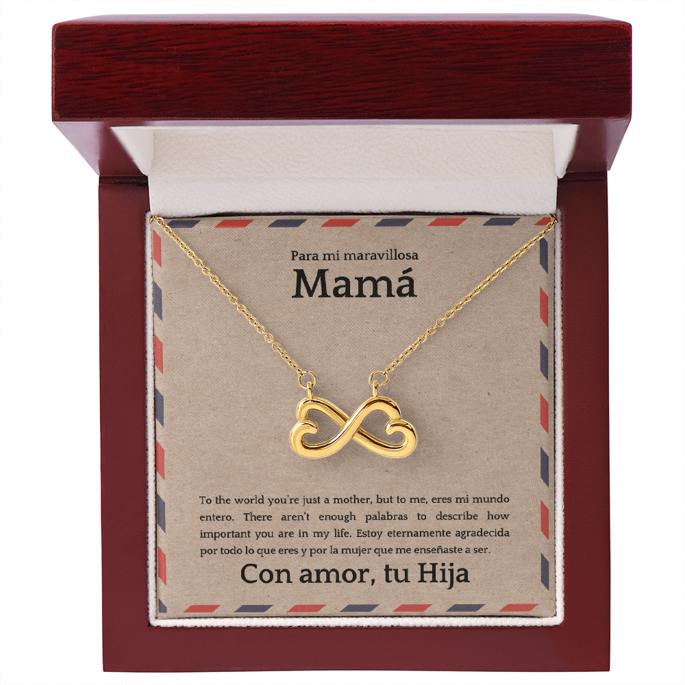 Endless Love Necklace for Mom – Spanglish “Para mi maravillosa Mamá” Message Card | Latina Mother's Gift From Daughter | Mother's Day, Birthday & Christmas Jewelry