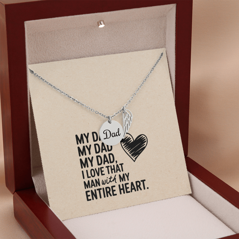 My Dad, My Heart – Angel Wing Charm Necklace