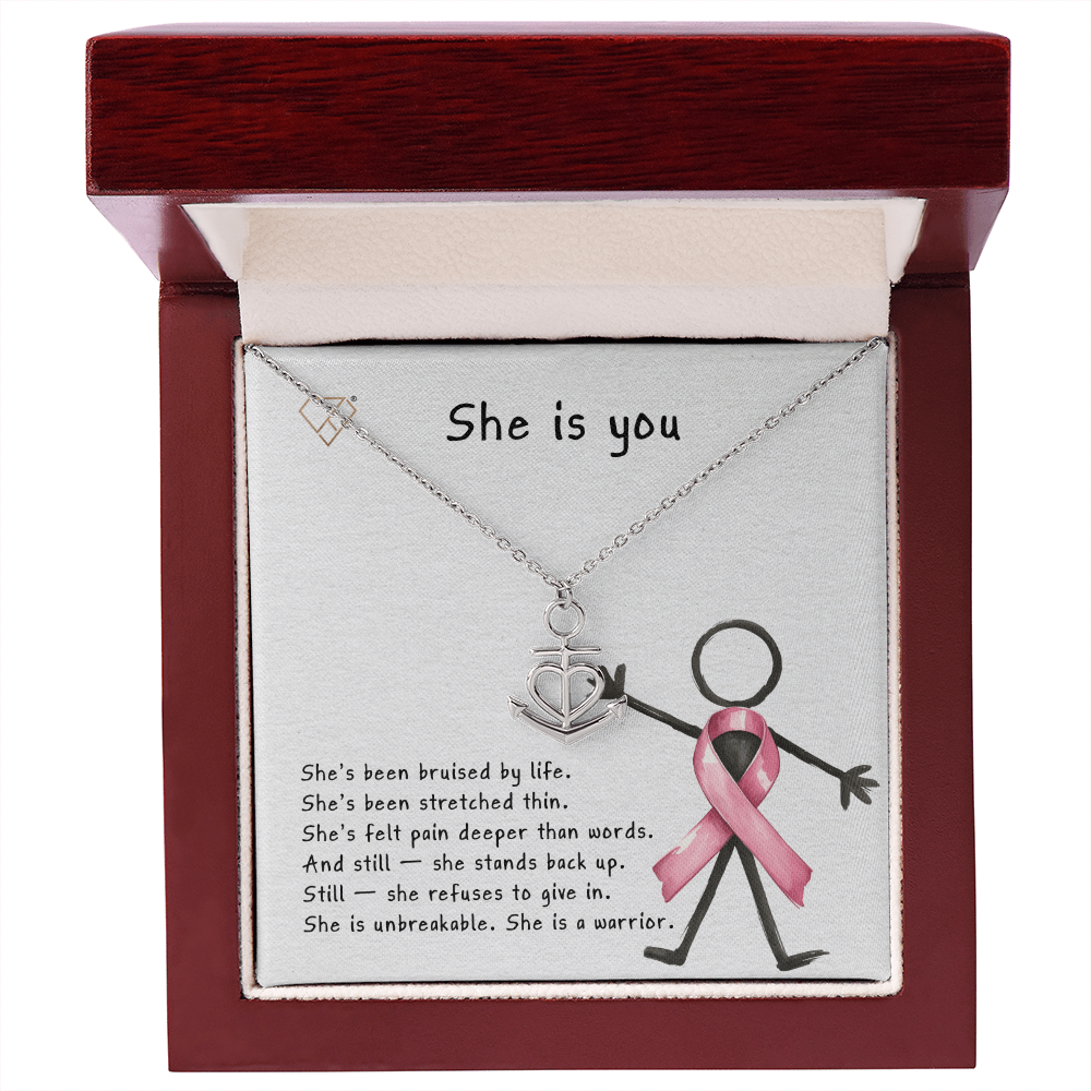 Anchor & Heart Necklace for Strong Women | Breast Cancer Awareness Gift | Warrior Mom Jewelry | Strength & Courage Pendant