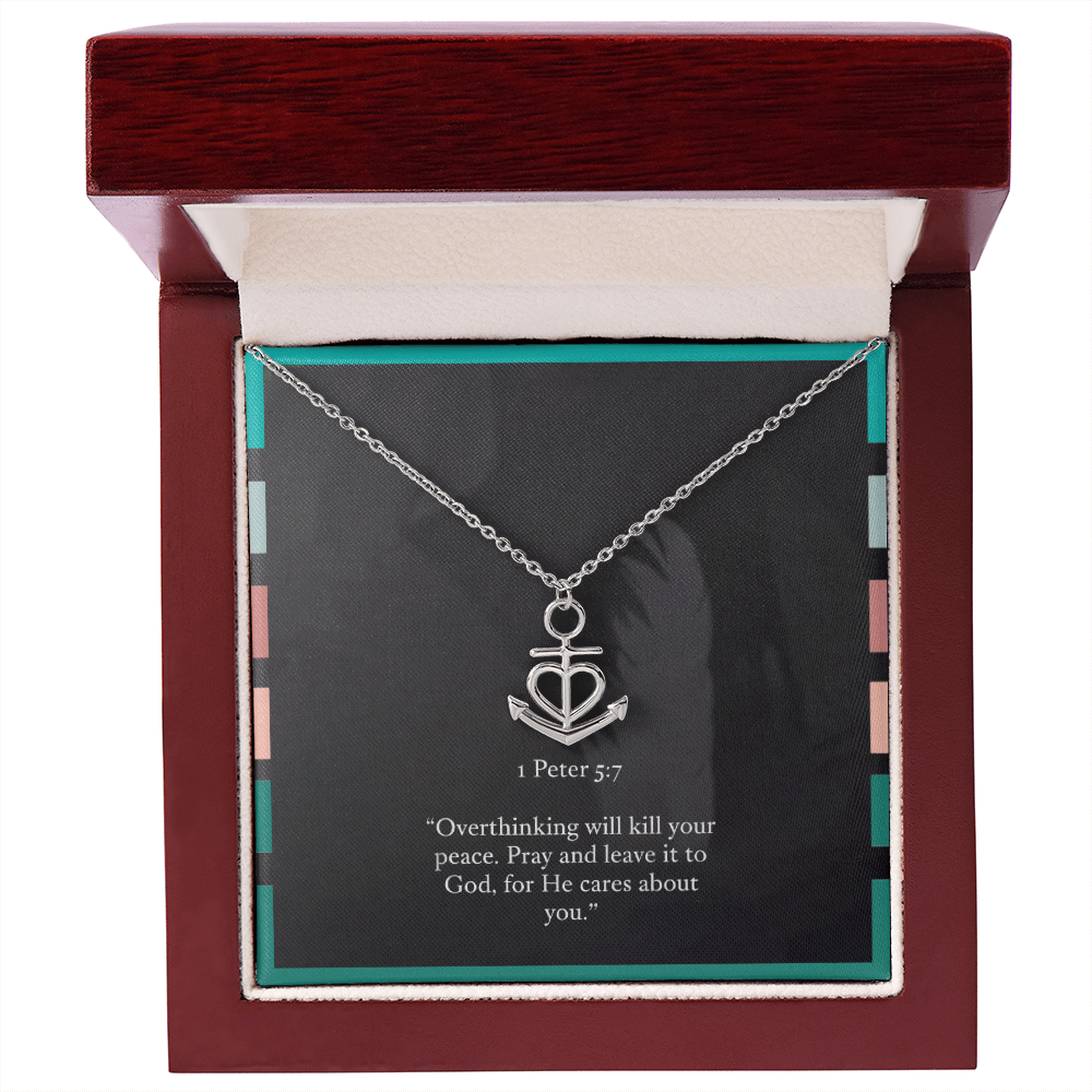 Anchor Necklace – 1 Peter 5:7 “Pray and Leave It to God” Inspirational Christian Jewelry Gift