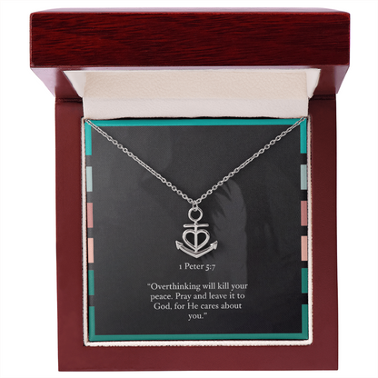 Anchor Necklace – 1 Peter 5:7 “Pray and Leave It to God” Inspirational Christian Jewelry Gift