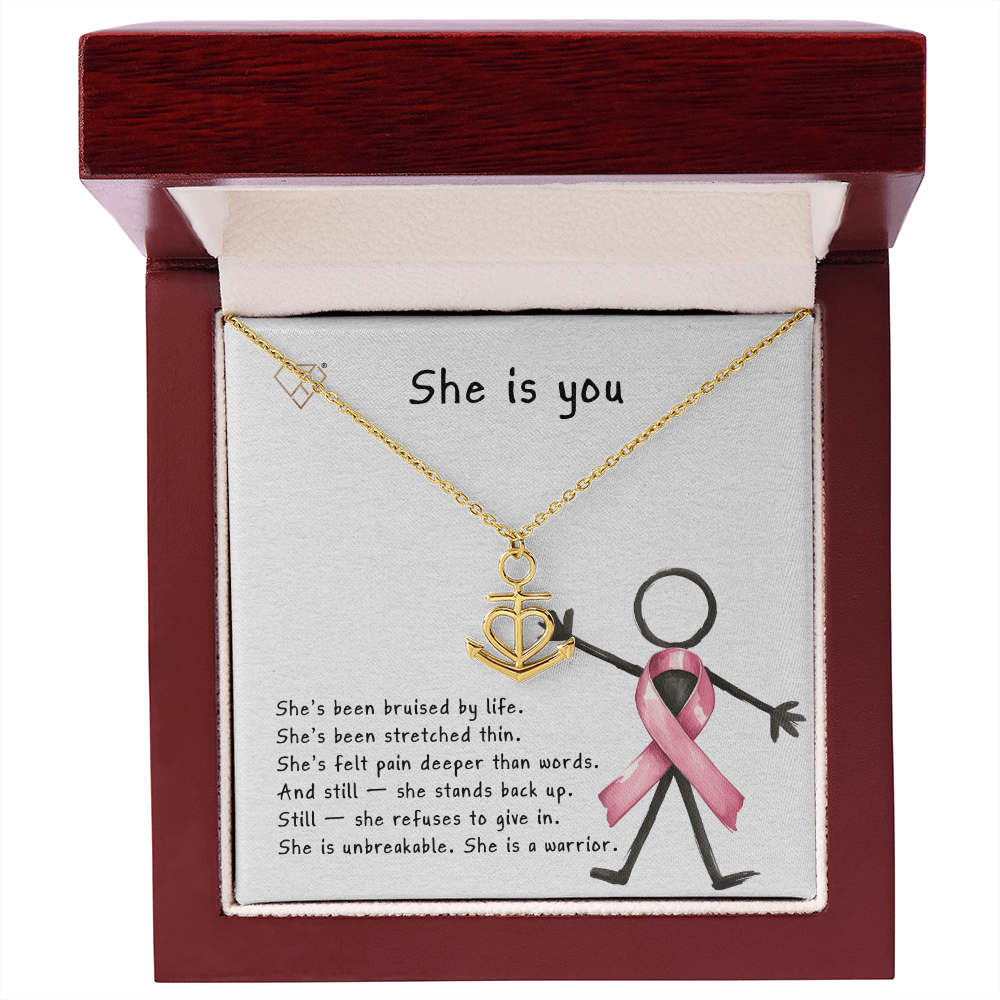 Anchor & Heart Necklace for Strong Women | Breast Cancer Awareness Gift | Warrior Mom Jewelry | Strength & Courage Pendant