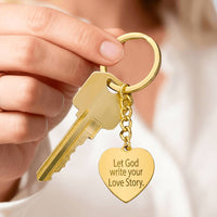 Engraved Heart Keychain Gold