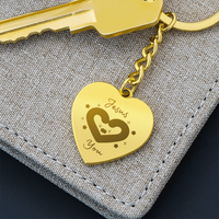 Engraved Heart Keychain Gold