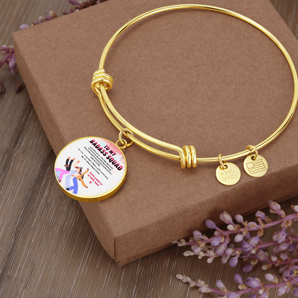 Circle pendant bangle bracelet for girl gang