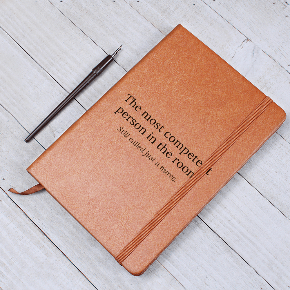 engraved nurse notebook message leather journal close up