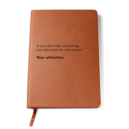 Attention Graphic Leather Journal in soft vegan leather cover