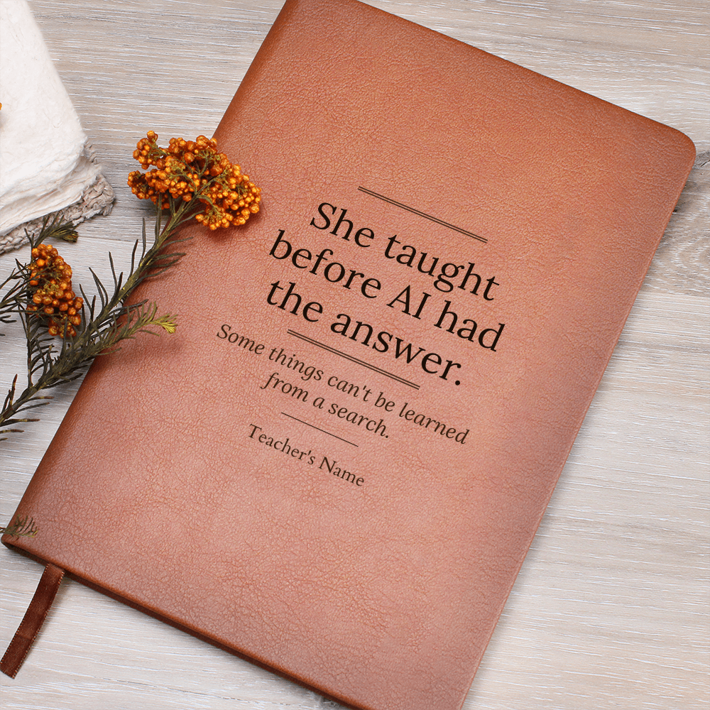 engraved teacher journal message leather notebook