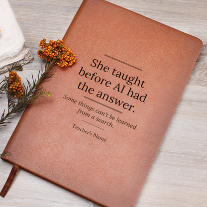 engraved teacher journal message leather notebook