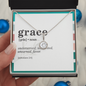 Christian jewelry with grace definition message card