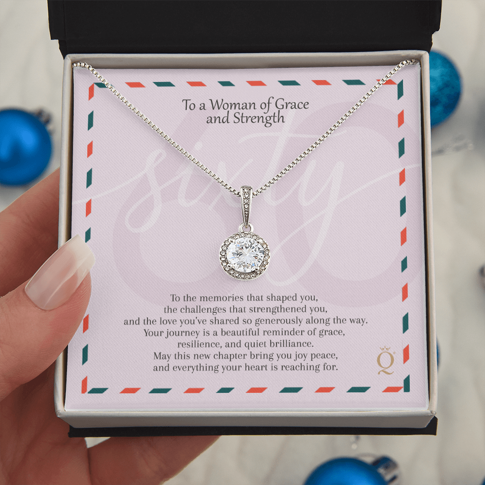 Eternal Hope Necklace for 60th Birthday | 60 Years of Grace Gift | Milestone Birthday Jewelry for Women | Elegant CZ Pendant Necklace