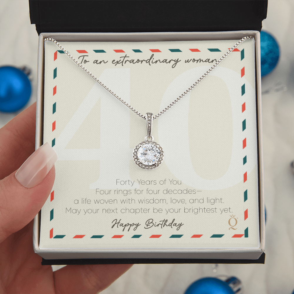 Eternal Hope Necklace for 40th Birthday | 40 Years of You Gift | Milestone Birthday Jewelry for Women | Elegant CZ Pendant Necklace