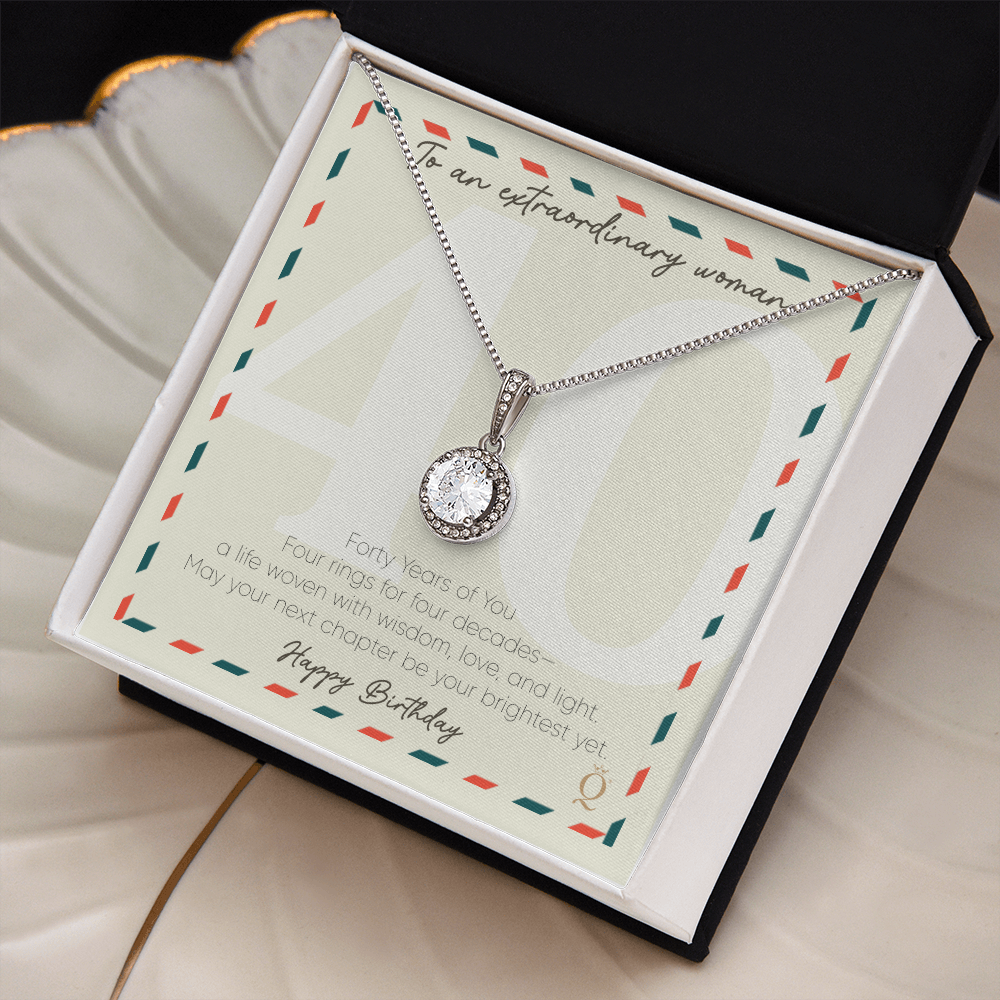 Eternal Hope Necklace for 40th Birthday | 40 Years of You Gift | Milestone Birthday Jewelry for Women | Elegant CZ Pendant Necklace