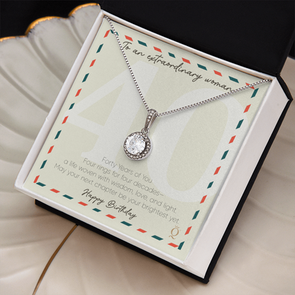 Eternal Hope Necklace for 40th Birthday | 40 Years of You Gift | Milestone Birthday Jewelry for Women | Elegant CZ Pendant Necklace