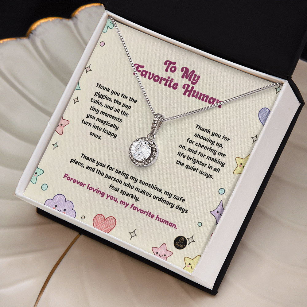 Eternal Hope Necklace | To My Favorite Human Gift | Cute Friendship Jewelry | Meaningful Message Card Necklace