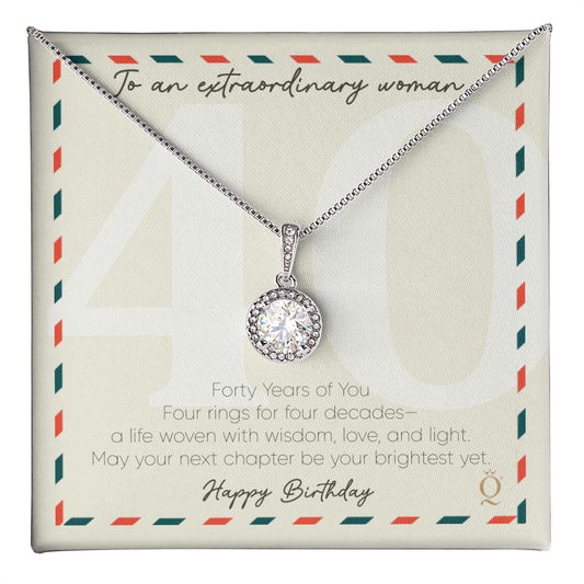Eternal Hope Necklace for 40th Birthday | 40 Years of You Gift | Milestone Birthday Jewelry for Women | Elegant CZ Pendant Necklace