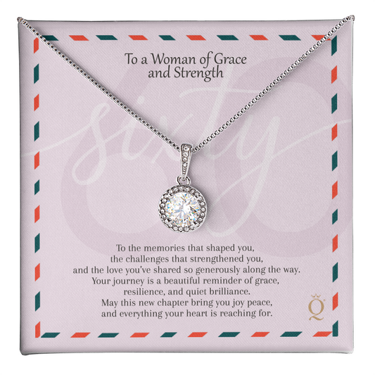 Eternal Hope Necklace for 60th Birthday | 60 Years of Grace Gift | Milestone Birthday Jewelry for Women | Elegant CZ Pendant Necklace
