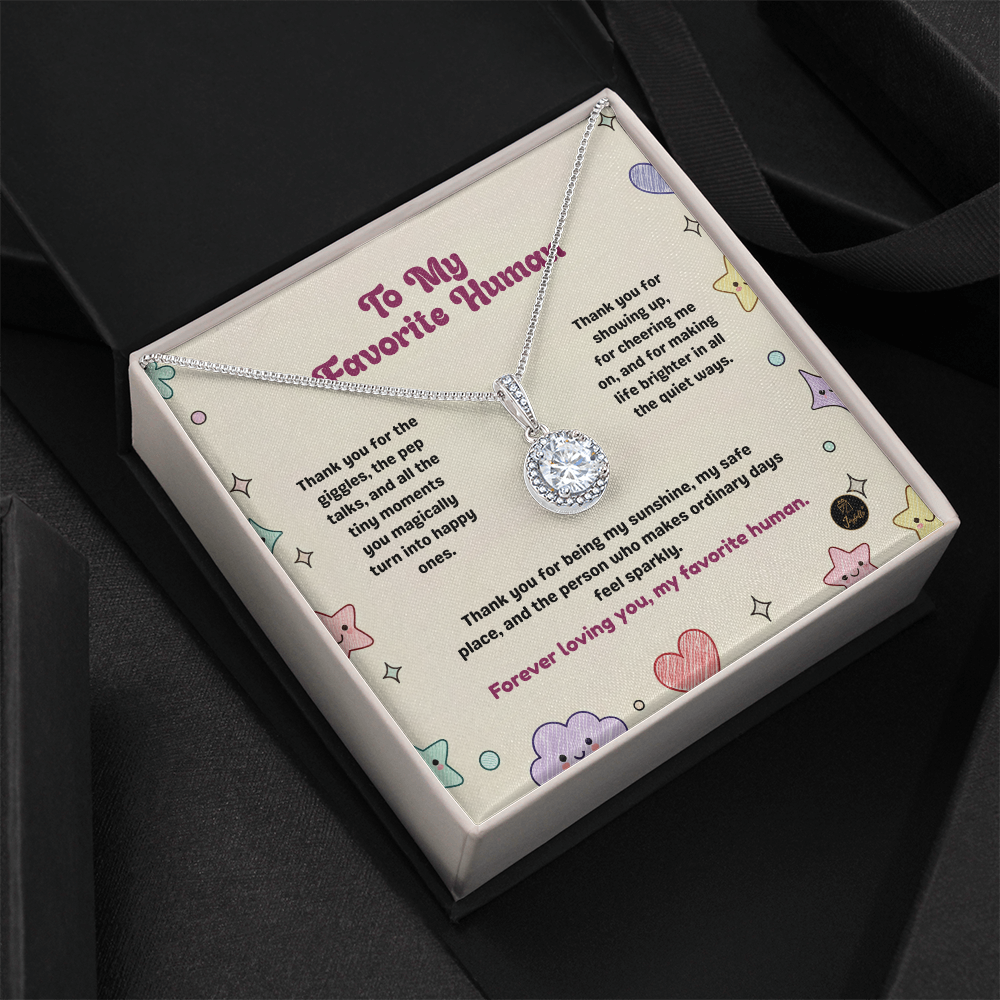 Eternal Hope Necklace | To My Favorite Human Gift | Cute Friendship Jewelry | Meaningful Message Card Necklace