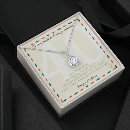 Eternal Hope Necklace for 40th Birthday | 40 Years of You Gift | Milestone Birthday Jewelry for Women | Elegant CZ Pendant Necklace