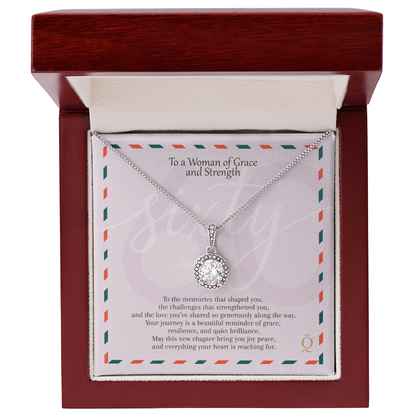 Eternal Hope Necklace for 60th Birthday | 60 Years of Grace Gift | Milestone Birthday Jewelry for Women | Elegant CZ Pendant Necklace
