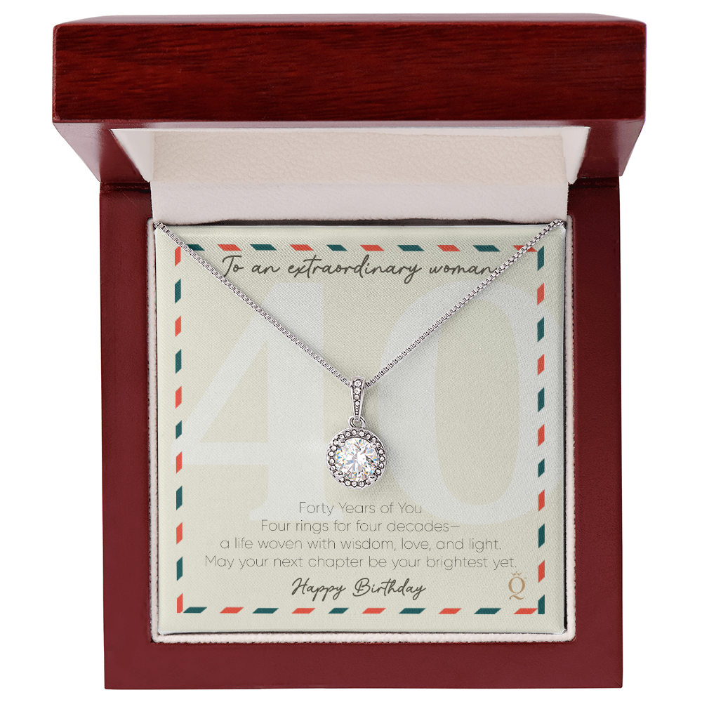 Eternal Hope Necklace for 40th Birthday | 40 Years of You Gift | Milestone Birthday Jewelry for Women | Elegant CZ Pendant Necklace
