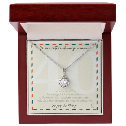 Eternal Hope Necklace for 40th Birthday | 40 Years of You Gift | Milestone Birthday Jewelry for Women | Elegant CZ Pendant Necklace