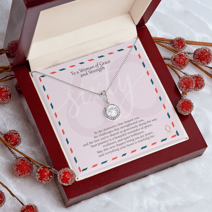 Eternal Hope Necklace for 60th Birthday | 60 Years of Grace Gift | Milestone Birthday Jewelry for Women | Elegant CZ Pendant Necklace
