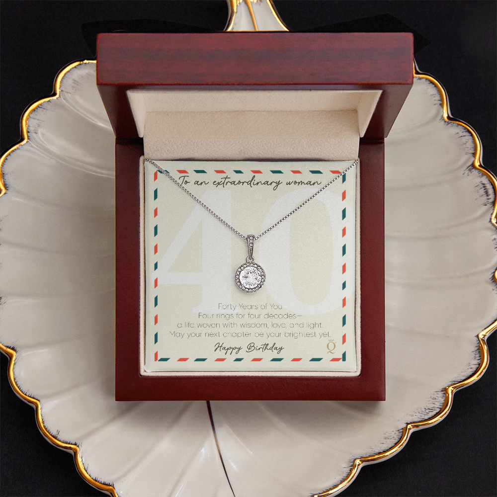Eternal Hope Necklace for 40th Birthday | 40 Years of You Gift | Milestone Birthday Jewelry for Women | Elegant CZ Pendant Necklace
