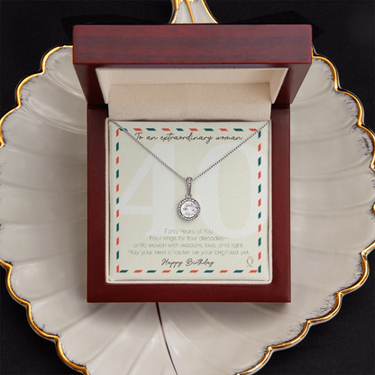 Eternal Hope Necklace for 40th Birthday | 40 Years of You Gift | Milestone Birthday Jewelry for Women | Elegant CZ Pendant Necklace