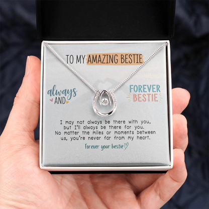 To My Amazing Bestie Necklace | Lucky In Love Pendant | Gift for Best Friend | Friendship Jewelry