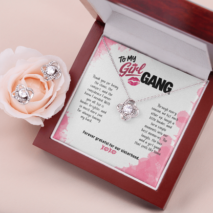 Love Knot Earring & Necklace Set | To My Girl Gang Gift | Best Friends Jewelry Set | Sisterhood Gift for Women | Friendship Gift Box