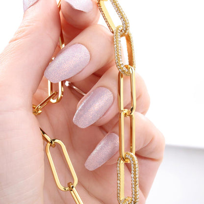 CZ Paperclip Chain | Christmas Gift for Friend | Elegant Sparkle Necklace | Holiday Jewelry for Best Friend | Luxury Christmas Gift for Her