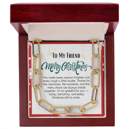 CZ Paperclip Chain | Christmas Gift for Friend | Elegant Sparkle Necklace | Holiday Jewelry for Best Friend | Luxury Christmas Gift for Her