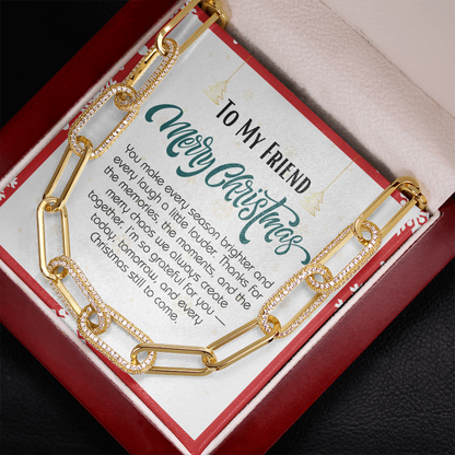 CZ Paperclip Chain | Christmas Gift for Friend | Elegant Sparkle Necklace | Holiday Jewelry for Best Friend | Luxury Christmas Gift for Her