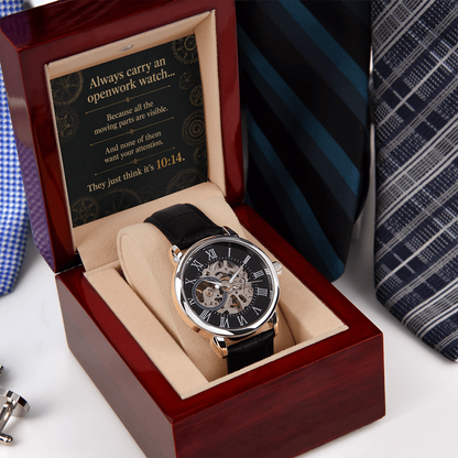 Always Carry an Openwork Watch | Automatic Skeleton Watch for Men by Quinnlyn & Co.