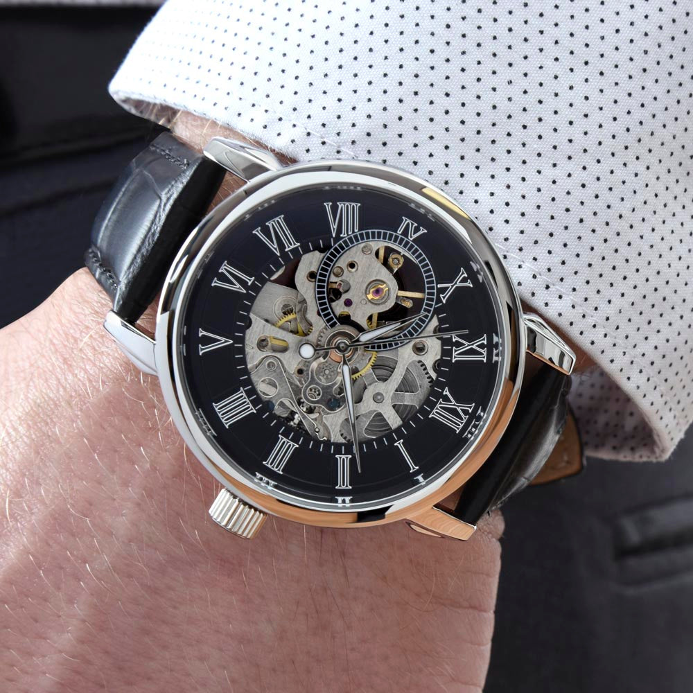 Always Carry an Openwork Watch | Automatic Skeleton Watch for Men by Quinnlyn & Co.