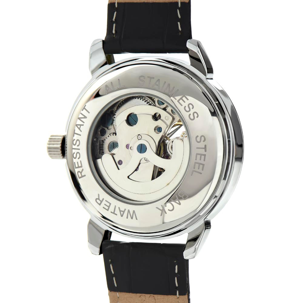 Christian Openwork Skeleton Watch – “God's Strength Is Your Armor” | Faith Gift for Men, Husband, Dad, Son & Pastor