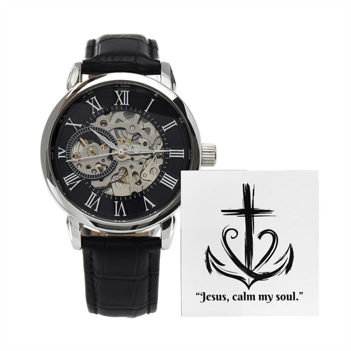 Jesus, Calm My Soul: Openwork Watch – Christian Anxiety Support Timepiece | Elegant Faith Reminder for Overwhelmed Hearts