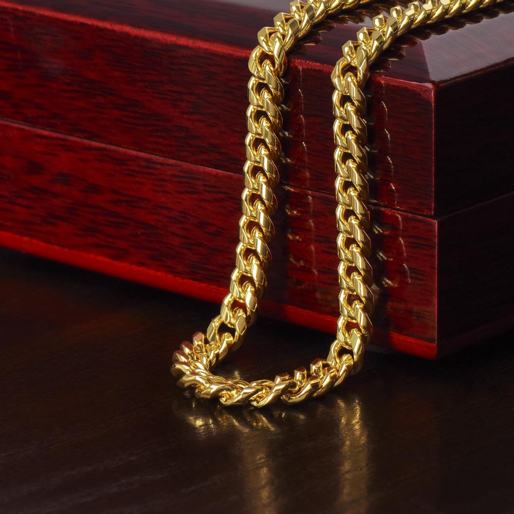 “F-E-A-R: Face Everything and Rise” Cuban Link Chain – Strength Through Courage