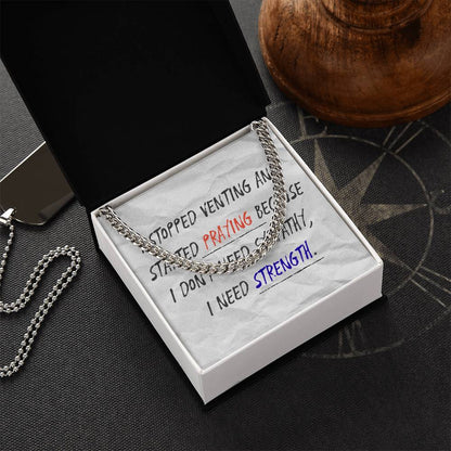 Polished stainless steel Cuban link chain for men of faith