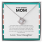 Love knot necklace for mom with heartfelt message card from daughter