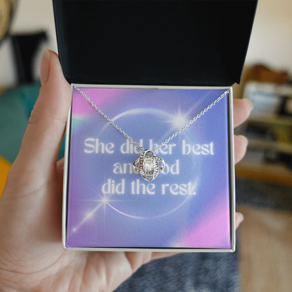 Elegant gold and silver necklace with faith-based message