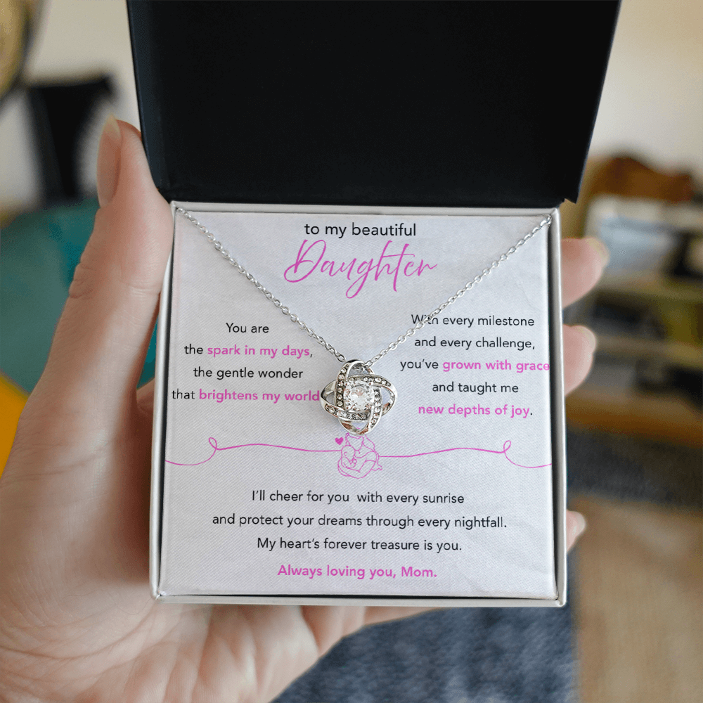 To My Beautiful Daughter – Love Knot Necklace from Mom