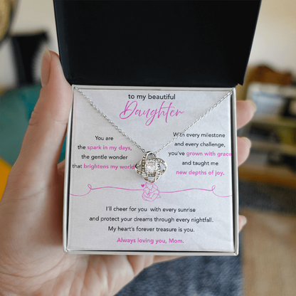 To My Beautiful Daughter – Love Knot Necklace from Mom