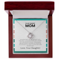 Gift boxed love knot necklace for mom from daughter with LED box option