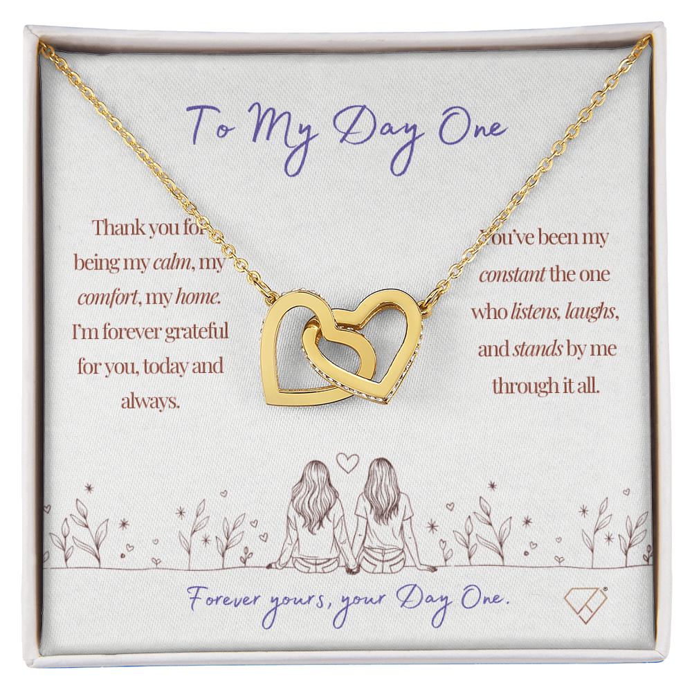 To My Day One Necklace | Interlocking Hearts Necklace Gift for Best Friend | Soul Sister Gift